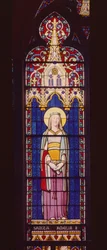 Vindue, der viser Marie-Amelie de Bourbon-Sicile (1782-1866) som St. Amelia, Sevres Workshop (farvet glas)
